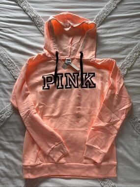 PINK Victoria's Secret Peach Coral Hoodie with Black Drawstrings